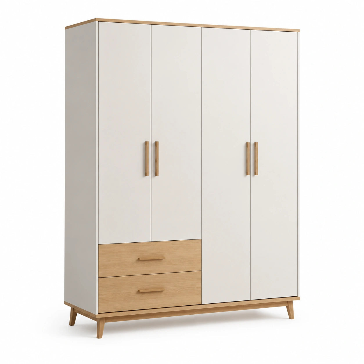 Armoire en bois et panneau de particules blanc et chêne 180x60x200cm