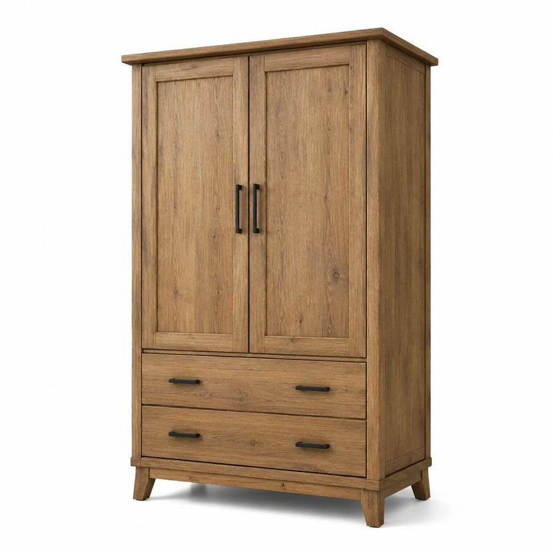 Armoire en bois de chêne avec portes et tiroirs