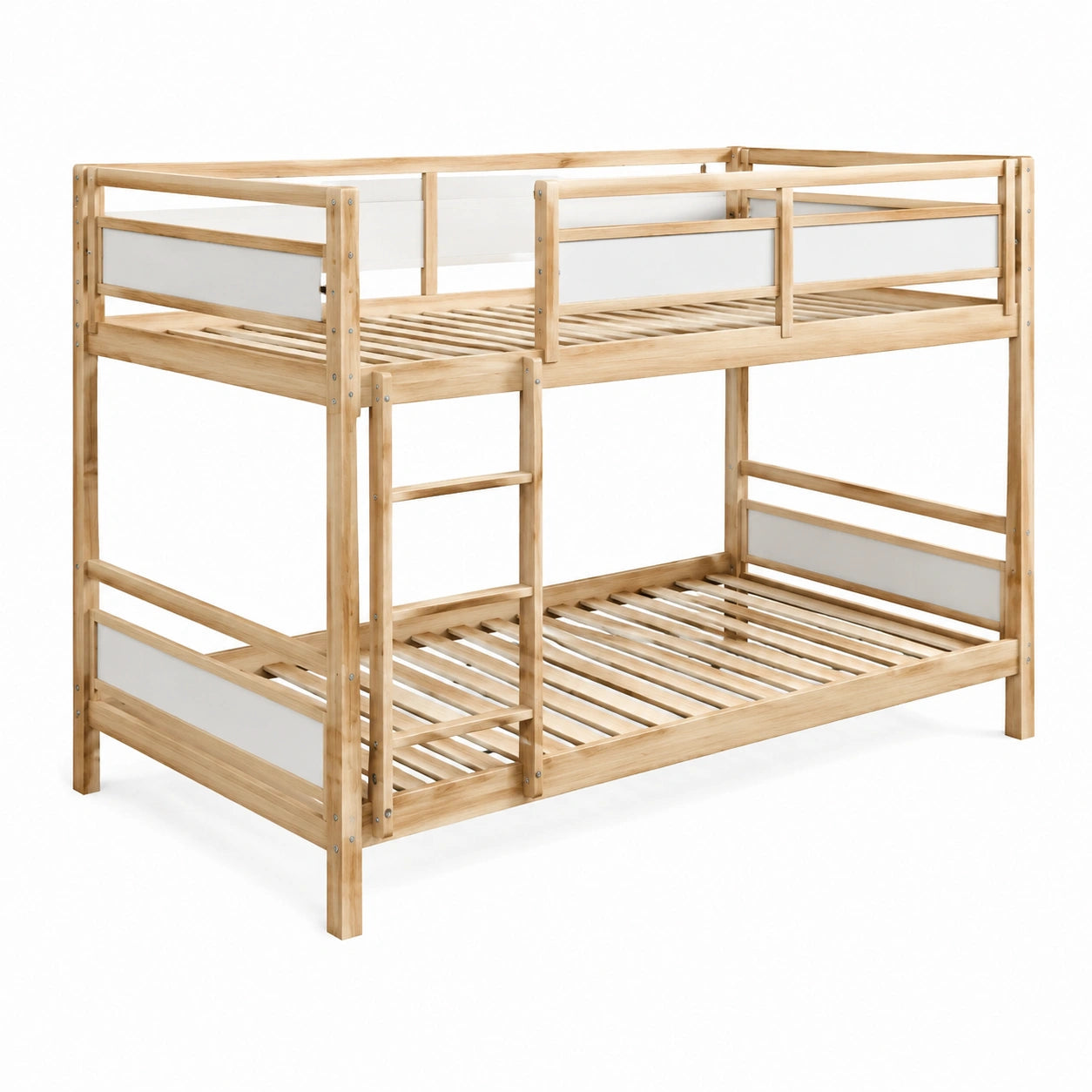 Lit superposé en bois de pin et panneaux blancs 200x90 cm