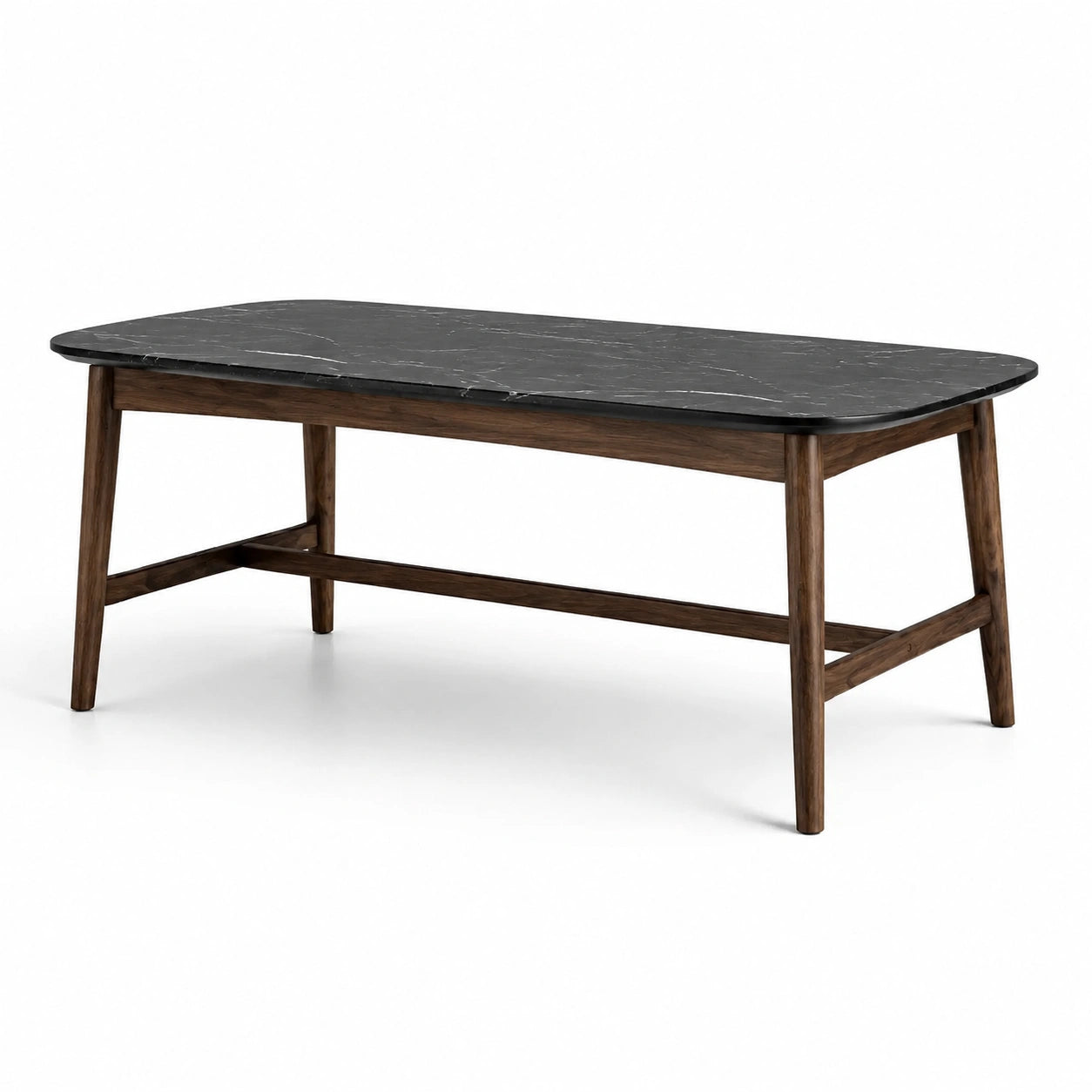 Table en bois et marbre noir 75 x 180 x 90 cm