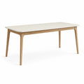 Table rectangulaire en bois avec plateau en stratifié blanc