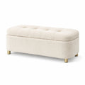 Banc de rangement en tissu bouclé avec pieds en métal