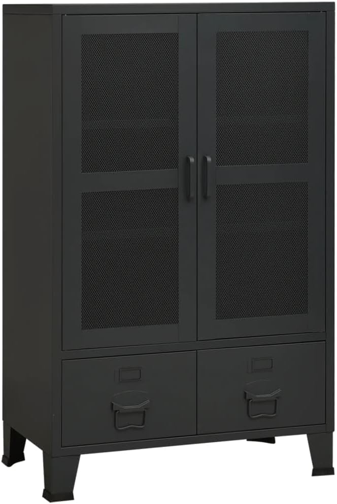 Commode vidaXL 70x40x115, 70 × 40 × 115 cm, 2 étagères, 2 tiroirs, 2 portes