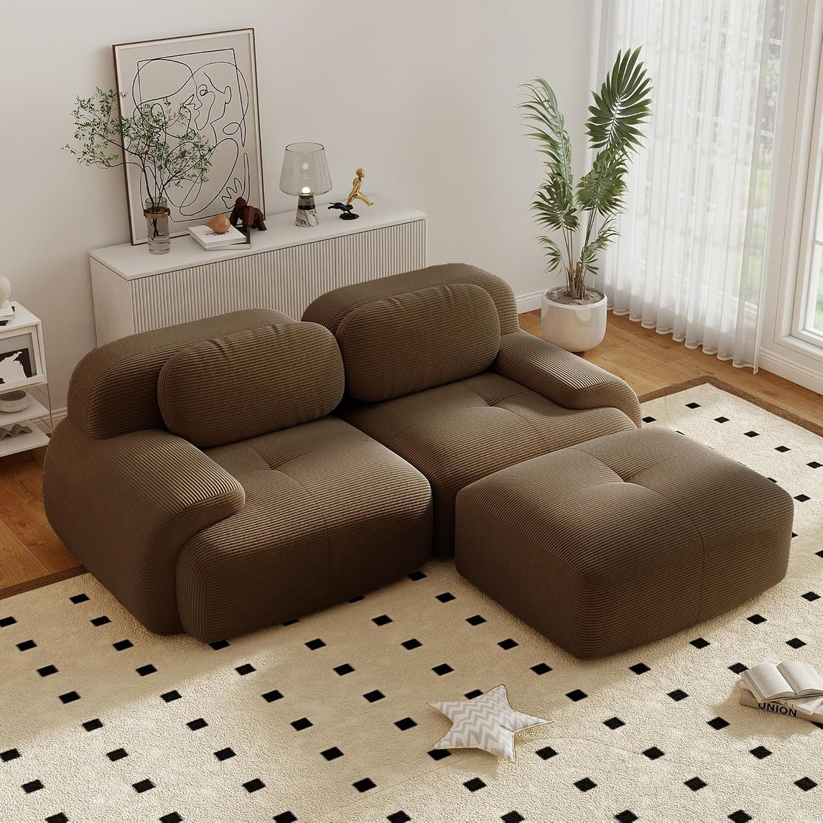 Canapé, Yihomfy, 70 cm, 40 cm, assise extra profonde, aucun assemblage requis, 208 cm