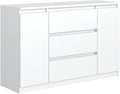 Commode, 120 cm, meble masztalerz, 2 Portes 3 Tiroirs Blanc