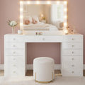 Coiffeuse, 100 × 75 cm, Miroir Hollywood LED 3 Couleurs de lumière, verre, CLP, 13 tiroirs, éclairage LED, avec tiroirs, Couleur:Blanc
