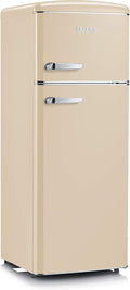 Severin Réfrigérateur, 55 cm, Largeur 55 cm, 206L, 2 portes, RKG 8933, pose libre, Classe E, Veggibox incluse, Rétro, Crème