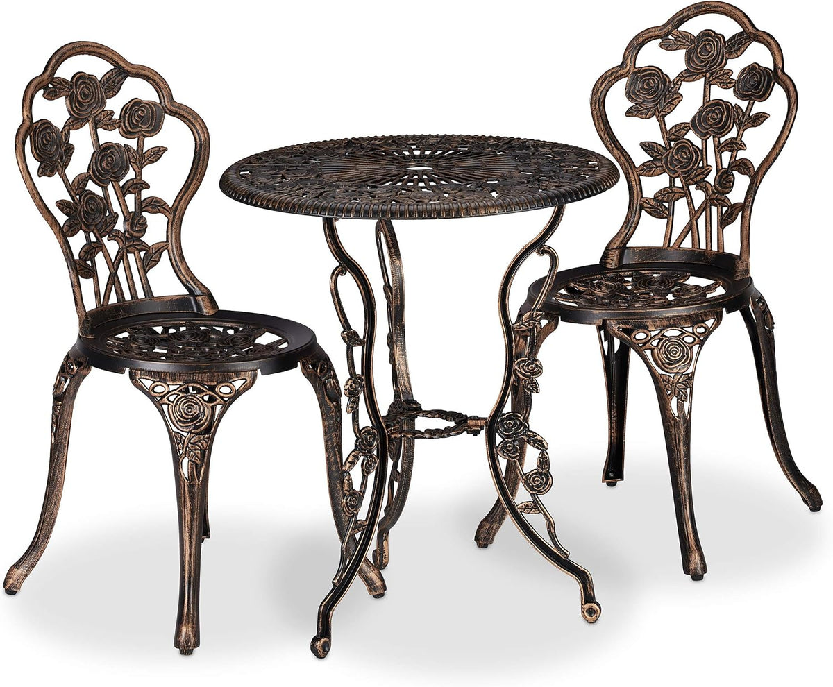 Relaxdays bistro, pour 2 Personnes, 69 × 60 cm, réglable, Fonte d'aluminium, 83 × 43 × 52 cm, 43 × 40 cm, 41 cm, 35 cm