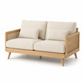 Canapé 2 places en bois et tissu beige