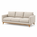 Canapé 3 places en chêne et tissu polyester beige