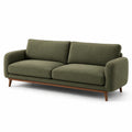 Canapé en tissu polyester vert olive avec cadre en bois de hêtre
