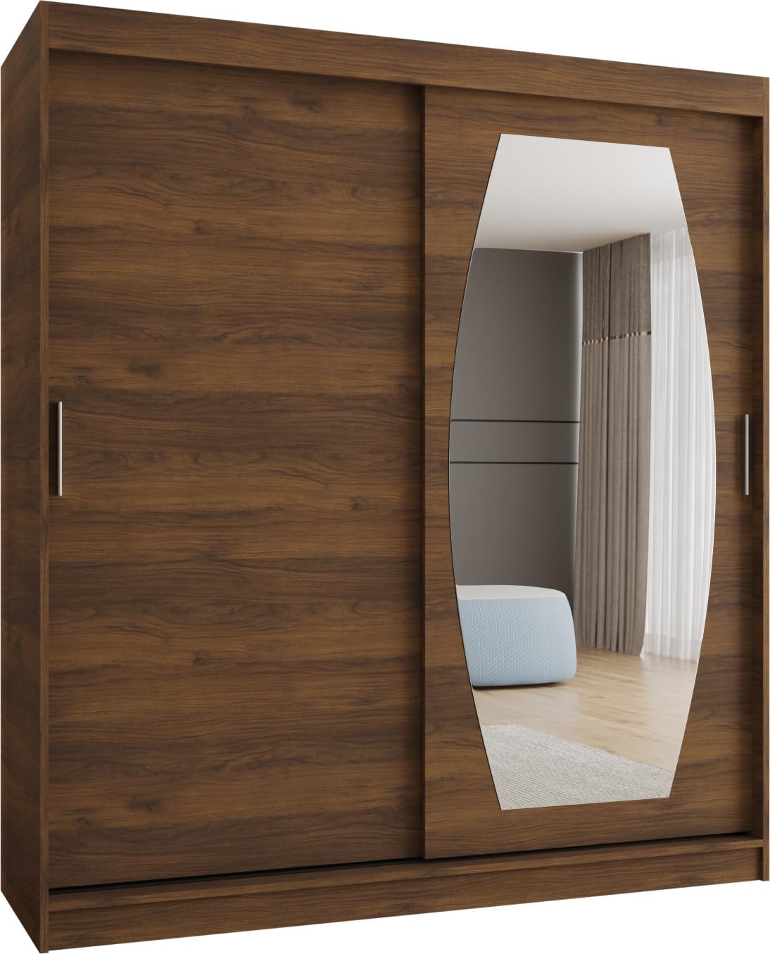Armoire, Placard Chambre Rossa 180 Noix de Warmie, 200 cm, Dressing avec Miroir, ABIKSMEBLE, 180 cm, 62 cm, 16 mm, 0, 5 mm