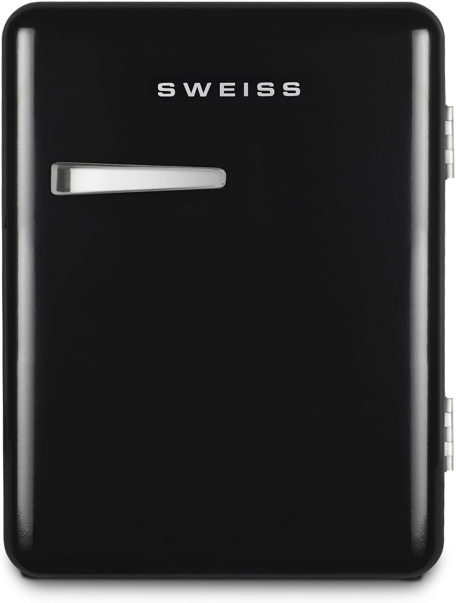 Mini réfrigérateur SWEISS WEISS9, Température réglable 6°-15°C, 24 dB, Réfrigérateur Silencieux 24 dB pour Chambre, 54 cm, 31L, Noir, Bureau