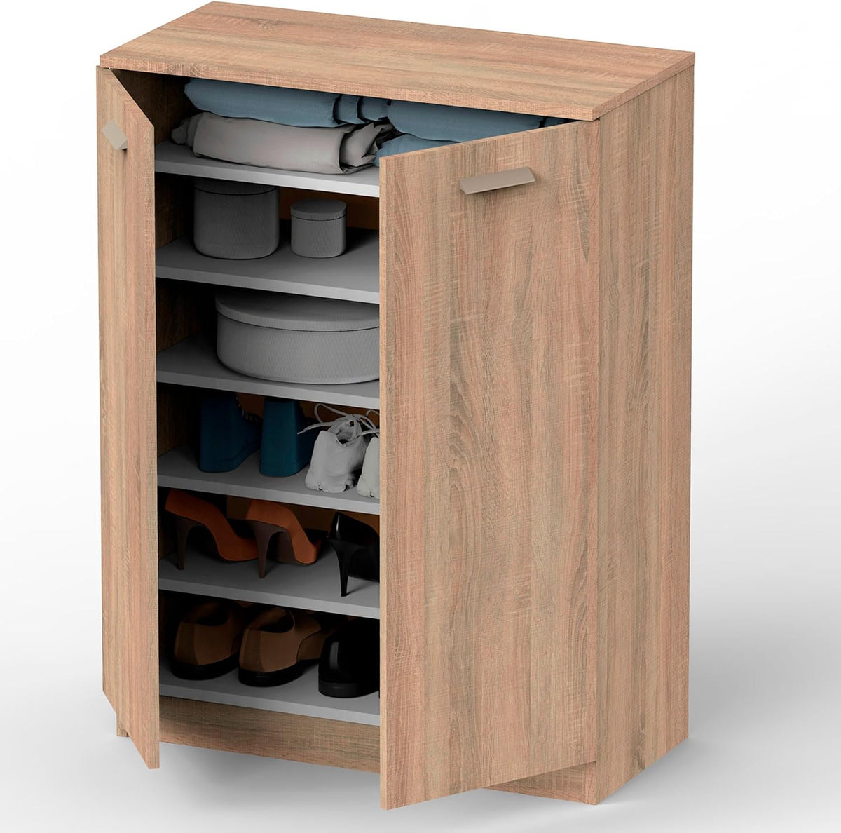 Armoire, 101 × 74 × 36 cm, réglable, meuble sous auxiliaire cuisine, briebe, 74 cm, 101 cm, 70 cm, 30 cm, 2 portes, 5 étagères