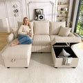 Canapé, télécommande, 188cm, pour Salon, DHHU, 2 Tiroirs, Coussins Confort, APT et Bureau, Beige-F