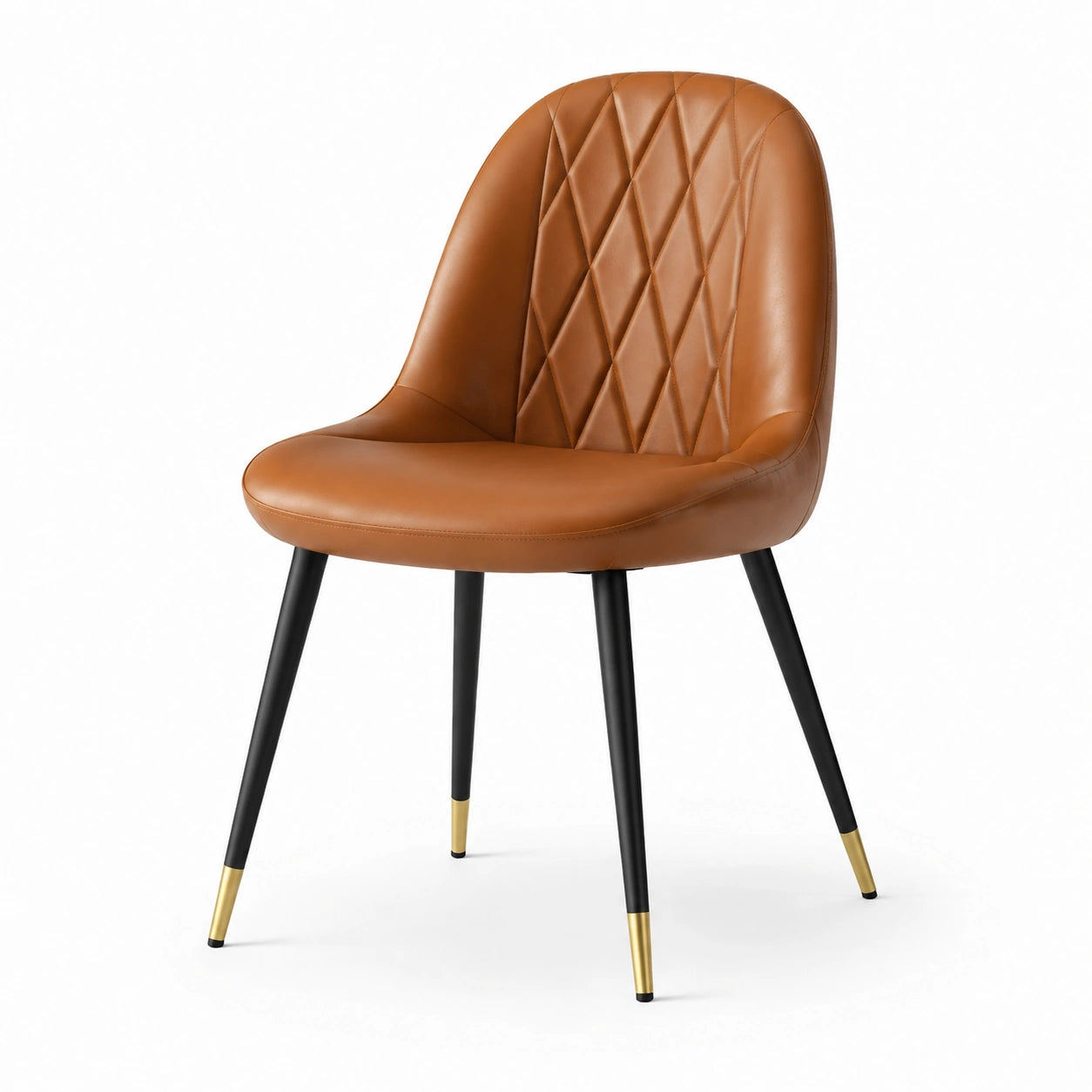 Chaise en similicuir marron et métal noir