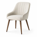 Chaise en tissu polyester beige avec pieds en bois massif