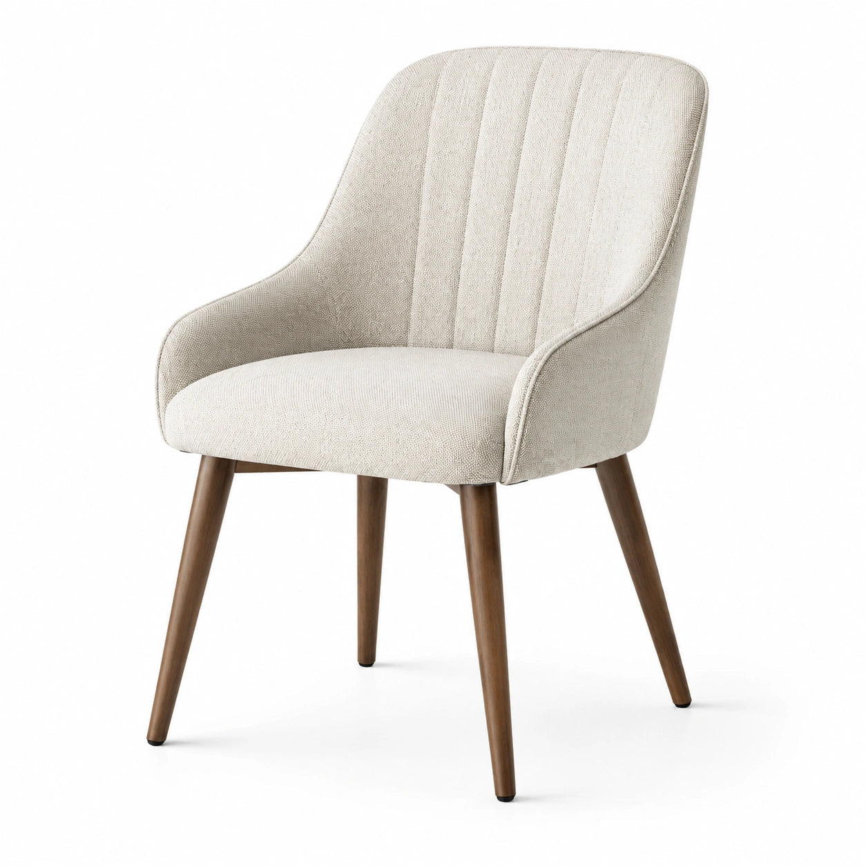 Chaise en tissu polyester beige avec pieds en bois massif