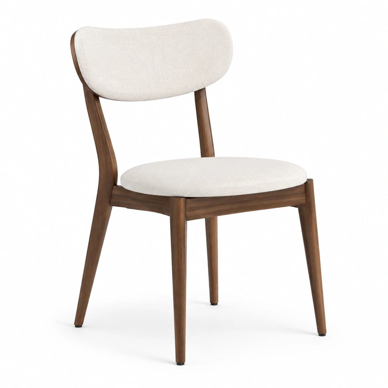 Chaise en bois de noyer et tissu polyester beige