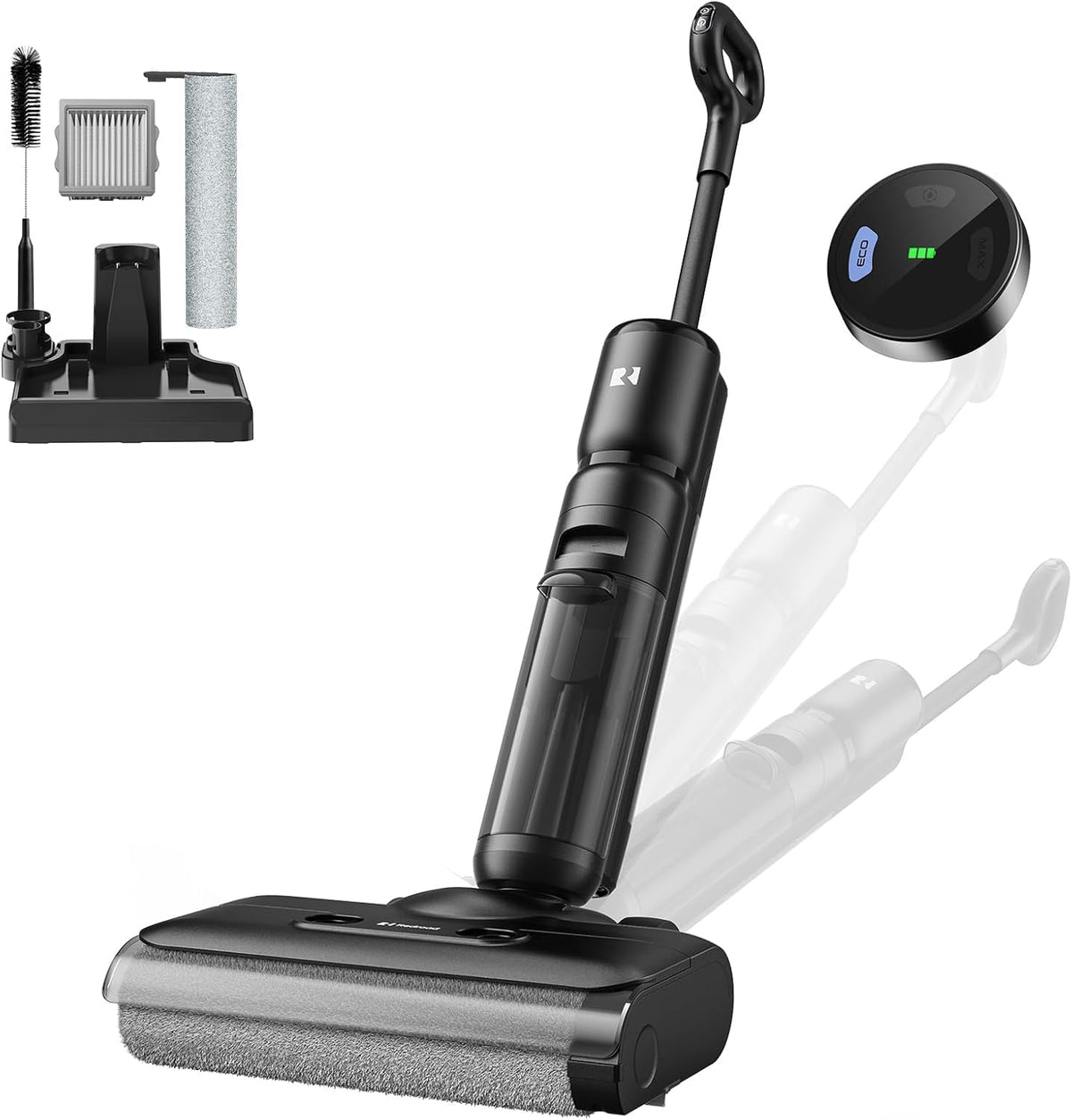 Vozascly 2-en-1 Aspirateur, 750 ml, Sans Fil 2-en-1, 650 ml, 23 000 Pa d'Aspiration, 75 min d'Autonomie, réservoir d'eau