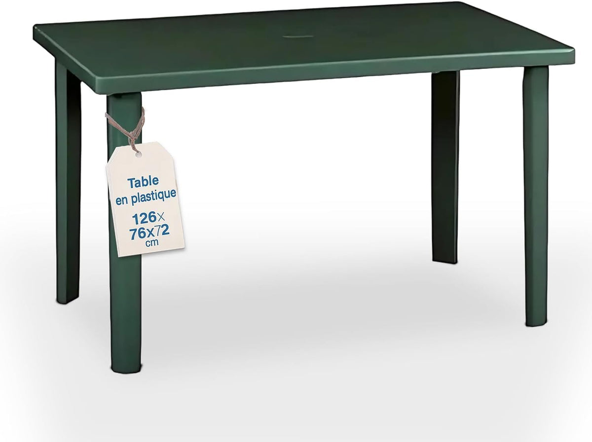 Table à manger, 126 × 76 × 72 cm, Table De Jardin Exterieur en Plastique, Tomaino, 126 × 76 × 15 cm, 4, 5 cm, 6 Personnes, portable, Vert