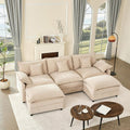 Canapé Litbird, 3 Places avec Repose-Pieds Amovible, Meuble de Salon Moderne, 274 cm, 63 cm, réglable, Marron Clair