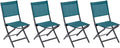 Chaise de jardin HESPERIDE, 45 × 57 × 90 cm, Aluminium Texaline, pliable, Lot de 4 Chaises de Jardin Pliantes Essentia Bleu Canard