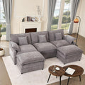 Canapé Litbird, 3 Places avec Repose-Pieds Amovible, Meuble de Salon Moderne, 274 cm, 63 cm, réglable, Gris