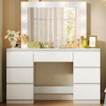 Coiffeuse, 3 modes, Table de Maquillage avec 7 Tiroirs, WOLTU, 107 × 39, 5 × 140, 5cm, éclairage LED, réglable