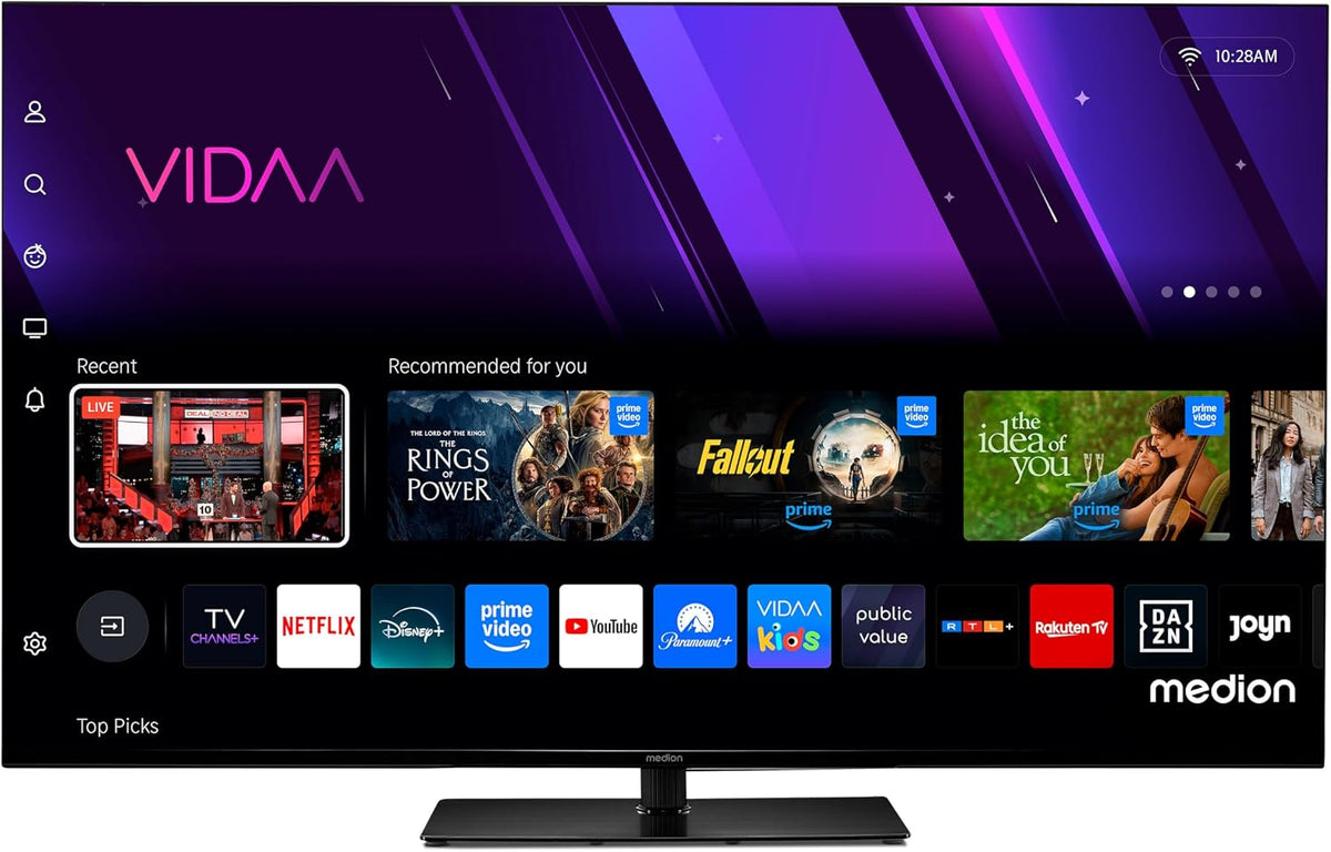 MEDION Téléviseur, 55 Pouces, télécommande, 138, 8 cm, TV 55 Pouces 4K, HDR10, Bluetooth, Wi-Fi, Dolby Vision, Full HD, VIDAA Store