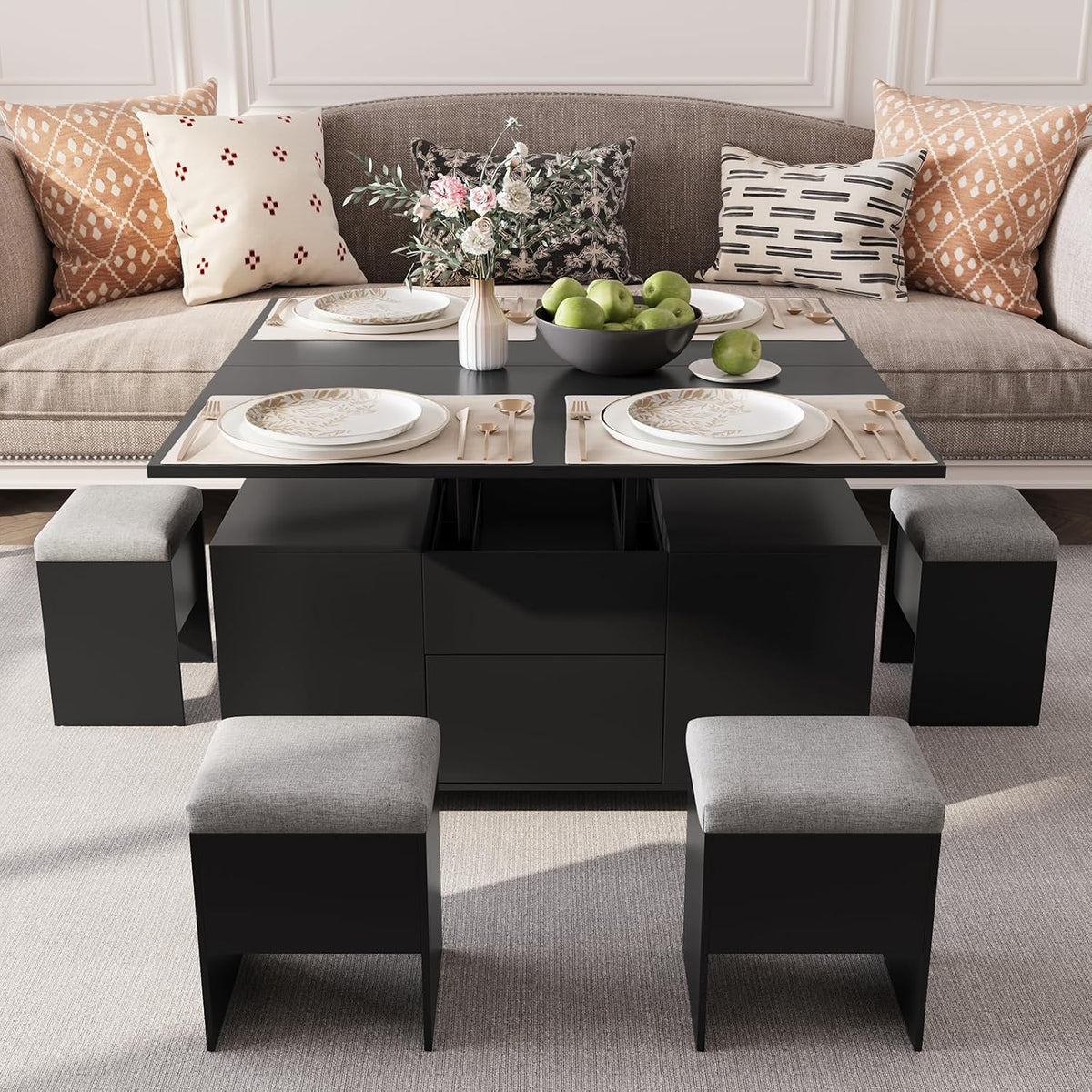 Table basse, pliable, VOWNER, Noir