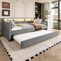Lit, pour Enfants Ados Adulte, 90 × 200cm, éclairage LED, EURHCIO, 90 × 190cm, réglable, Ports USB, minuterie, portable, F-Beige