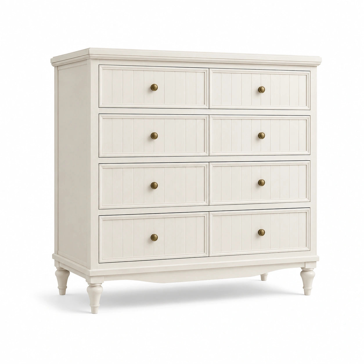 Commode 8 tiroirs en bois MDF blanc
