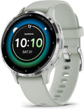 Montre connectées, 41 mm, Bluetooth, Amazon Renewed, 18 mm, Garmin Venu 3S, Argenté avec Bracelet Vert Sauge, Reconditionné