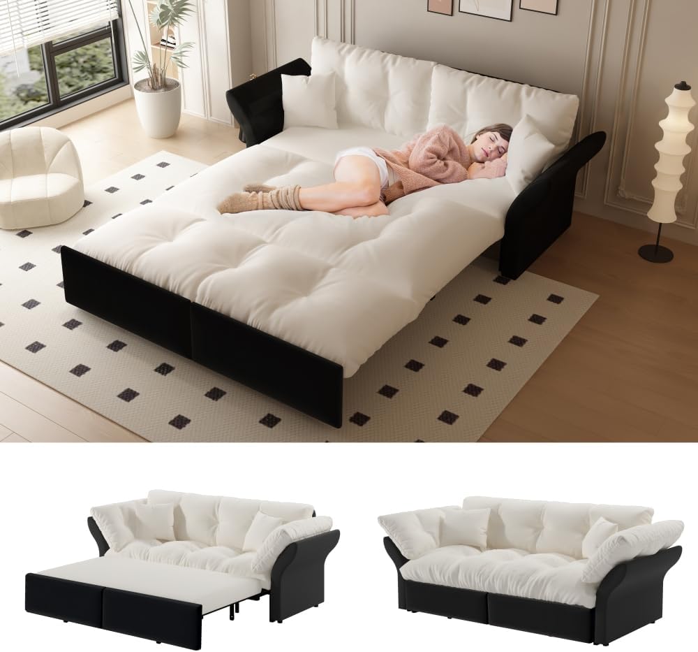 Canapé, 190 cm, Sapgaks, 85 cm, 91 cm, 154 cm, 203 cm, 31 cm, 74 cm, 50 cm, 19 cm, Taille Queen, revêtement en Velours Multifonctionnel