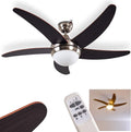 hofstein Ventilateur de plafond, 39 cm, télécommande, bois et verre, pour 2 ampoules E14, 120 cm, contrôle par télécommande incluse