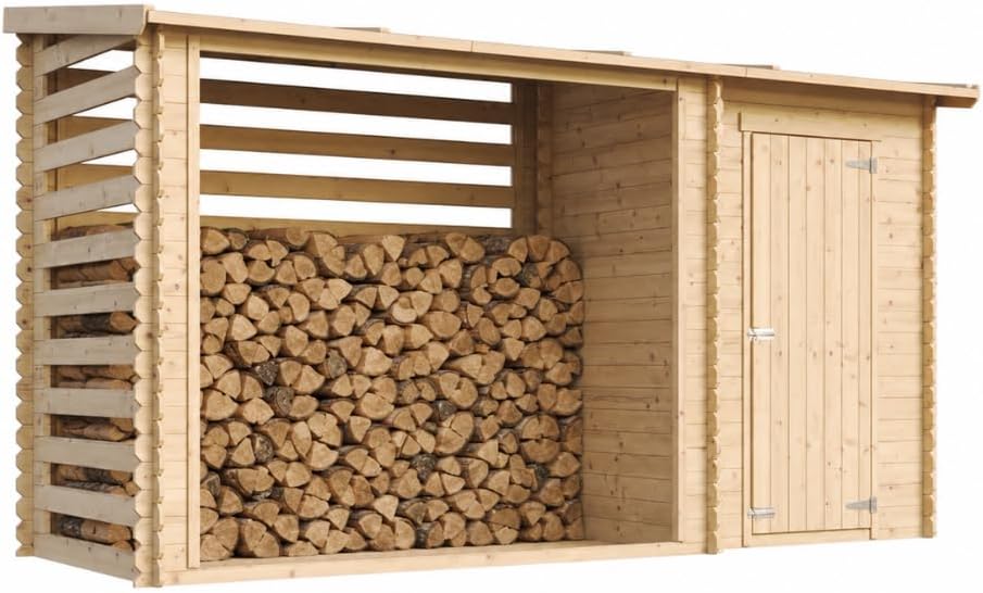 TIMBELA Abri à vélos, Cabane de Jardin avec Toit Plat, 344 × 130 cm, 19 mm, 199 cm, 169 cm, 12 mm, M205, 2, 54 m2+1, 1 m2, portable