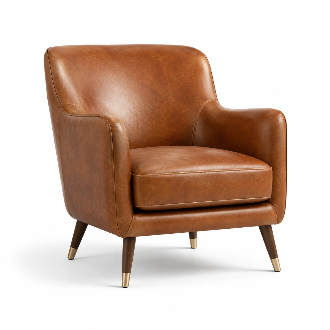 Fauteuil en cuir véritable marron
