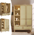 Armoire, 180 × 120 × 50 cm, Zepneiy, 180 cm, 120 cm, 2 Portes, 2 Tiroirs, Dispositif Anti-basculement