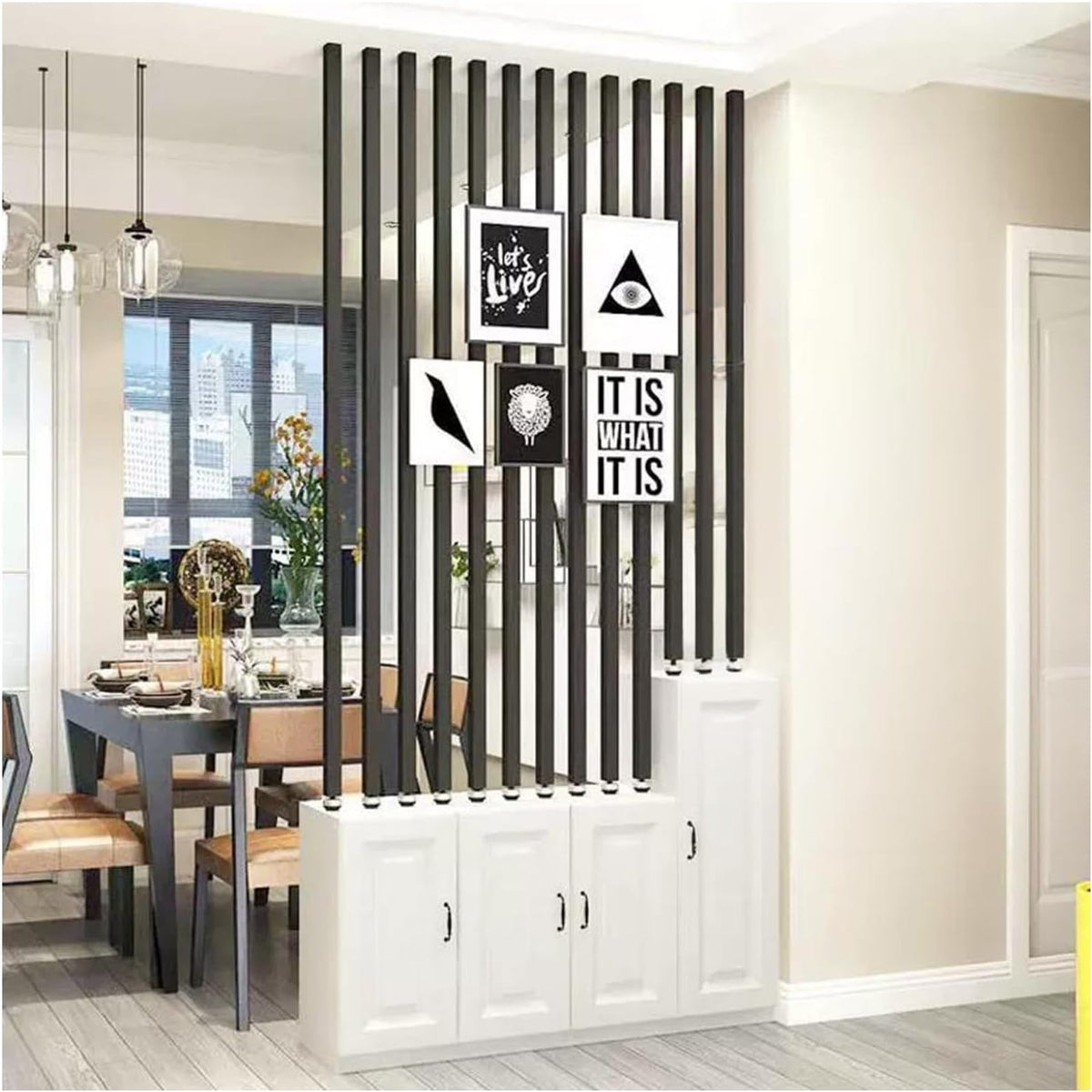 Paravent, Lattes en Imitation Bois pour Claustra, réglable, 230 cm, QWEASDF, 70 à 230 cm de Haut, séparateur de pièce Autonome Moderne, 54ft, 230cm