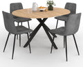 Ensemble pour salle à manger, 150 cm, IDMarket, 110 cm, 76 cm, 88 cm, 40 cm, 45 cm, Ensemble Table à Manger Ronde Extensible Alix et 4 chaises Mila