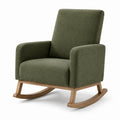 Fauteuil à bascule en bois et tissu vert