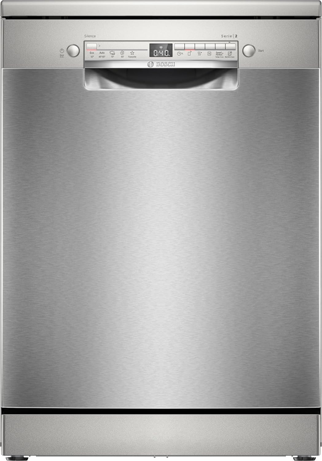 Bosch SMS2HTI02E Lave-vaisselle, 60 cm, Acier, SMS2HTI02E Série 2, Diagnostic à distance, Assistant au lavage, Programme préféré