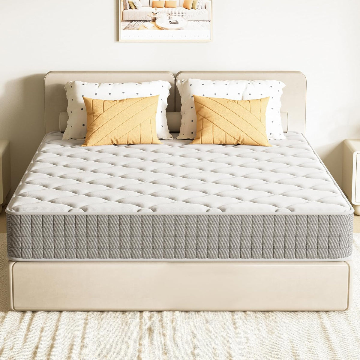 Matelas, 22 cm, DEWINNER, Épaisseur 22 cm, 22CM, Gris, Fermeté Moyenne, Soutien, Respirant, Réversible à Deux Faces
