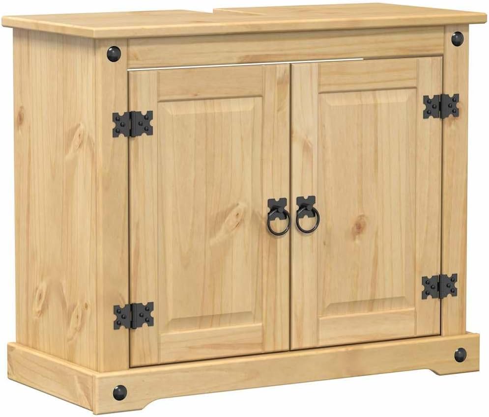 Meuble sur pied, Armoire lavabo de salle de bain Corona bois de pin massif, vidaXL