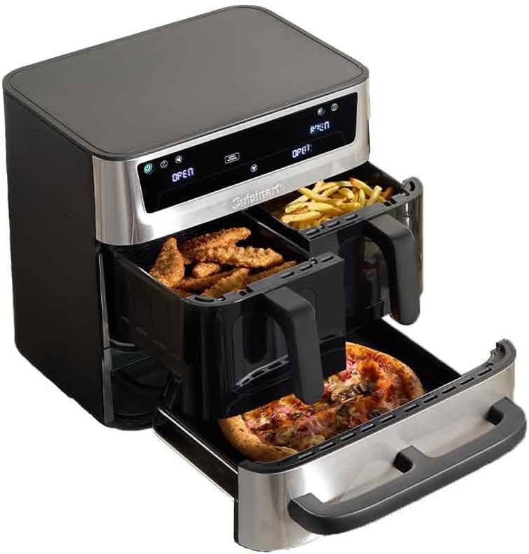 CUISINART Friteuse sans huile, Tri Zone Friteuse à air et Four 13, 6L sans PFAS, acier inoxydable, 30 cm, 4, 3L, 3 zones, 2 paniers, 9 fonctions