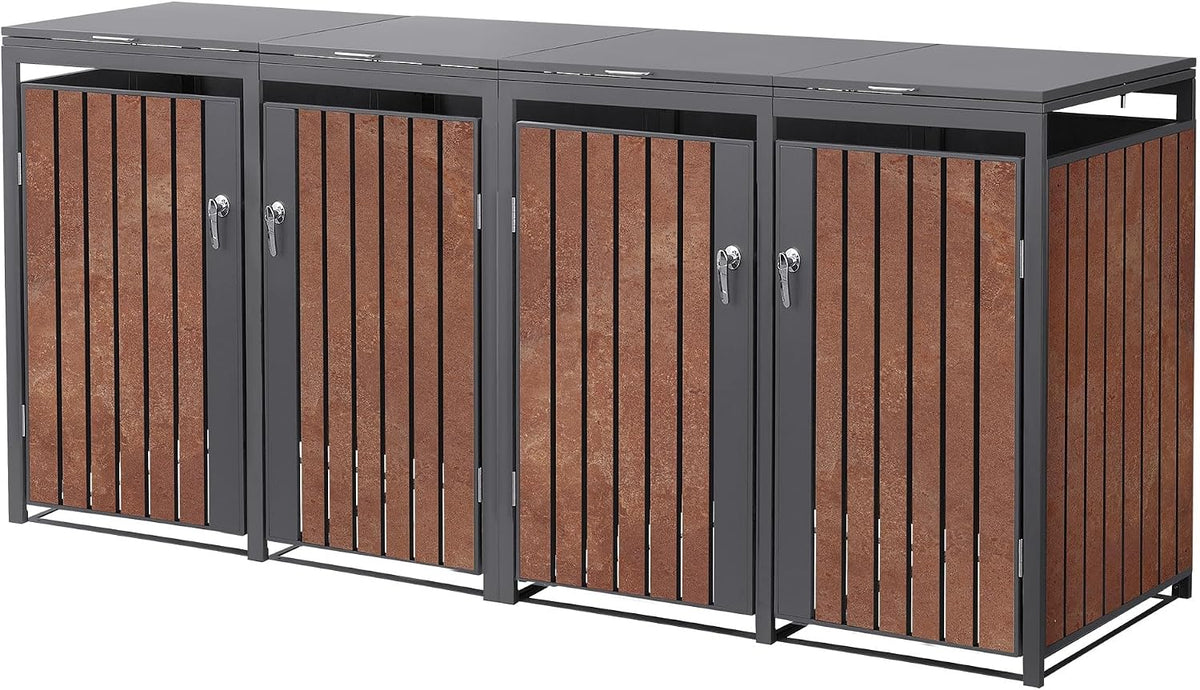 Abri pour poubelles, acier inoxydable, ML-Design Box pour 4 Poubelles, Habillage de Poubelle avec Couvercle Rabattable/4, ML DESIGN modern living