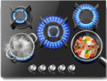 Plaque de cuisson SNDOAS, Verre Trempé Noir, 70 × 51 × 10 cm, 56 × 48 cm, 8 mm, 70cm, 10400W, 10, 4 kW, 3, 4 kW, 2, 4 kW, 1, 8 kW, 1, 0 kW, 5 brûleurs