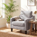 Fauteuil, pour Chambre à Coucher, 75 cm, Clevich, 71 cm, 90 cm, 15, 5 cm, 13 cm, 1pc, Gris Clair, en Chenille, Chaise d'appoint relaxante