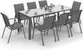 IDMarket Ensemble salle à manger, Salon de Jardin Madrid Table 190 cm 8 chaises empilables, verre, 73 cm, 84 cm, 80 cm